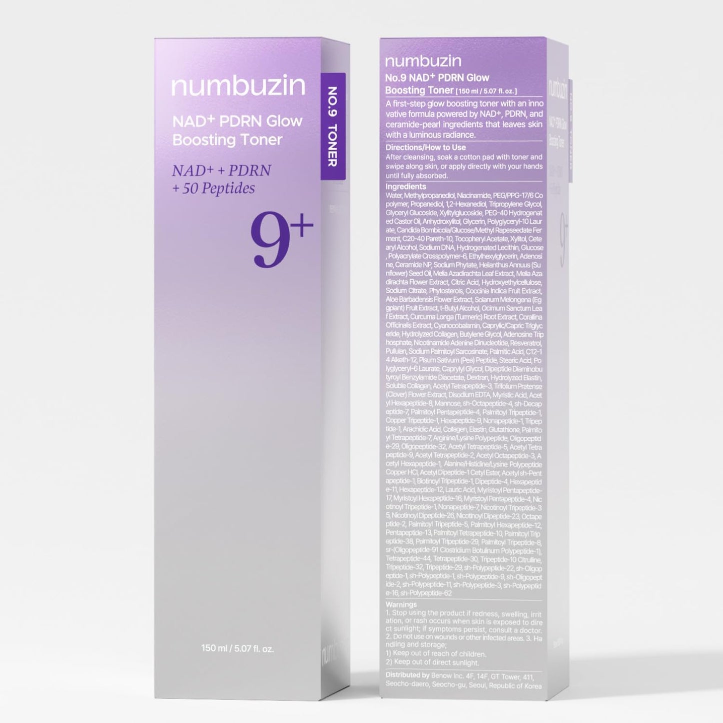 Numbuzin – Tónico Potenciador de Luminosidad NAD+ PDRN N.º 9 – 150 ml