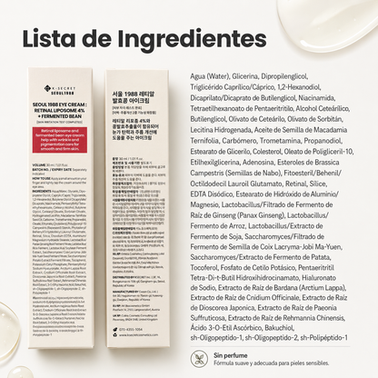 K-SECRET KSECRET Seoul 1988 Crema para ojos, liposoma retiniano 4%, frijol fermentado, 1.0 fl oz / 1.01 fl oz