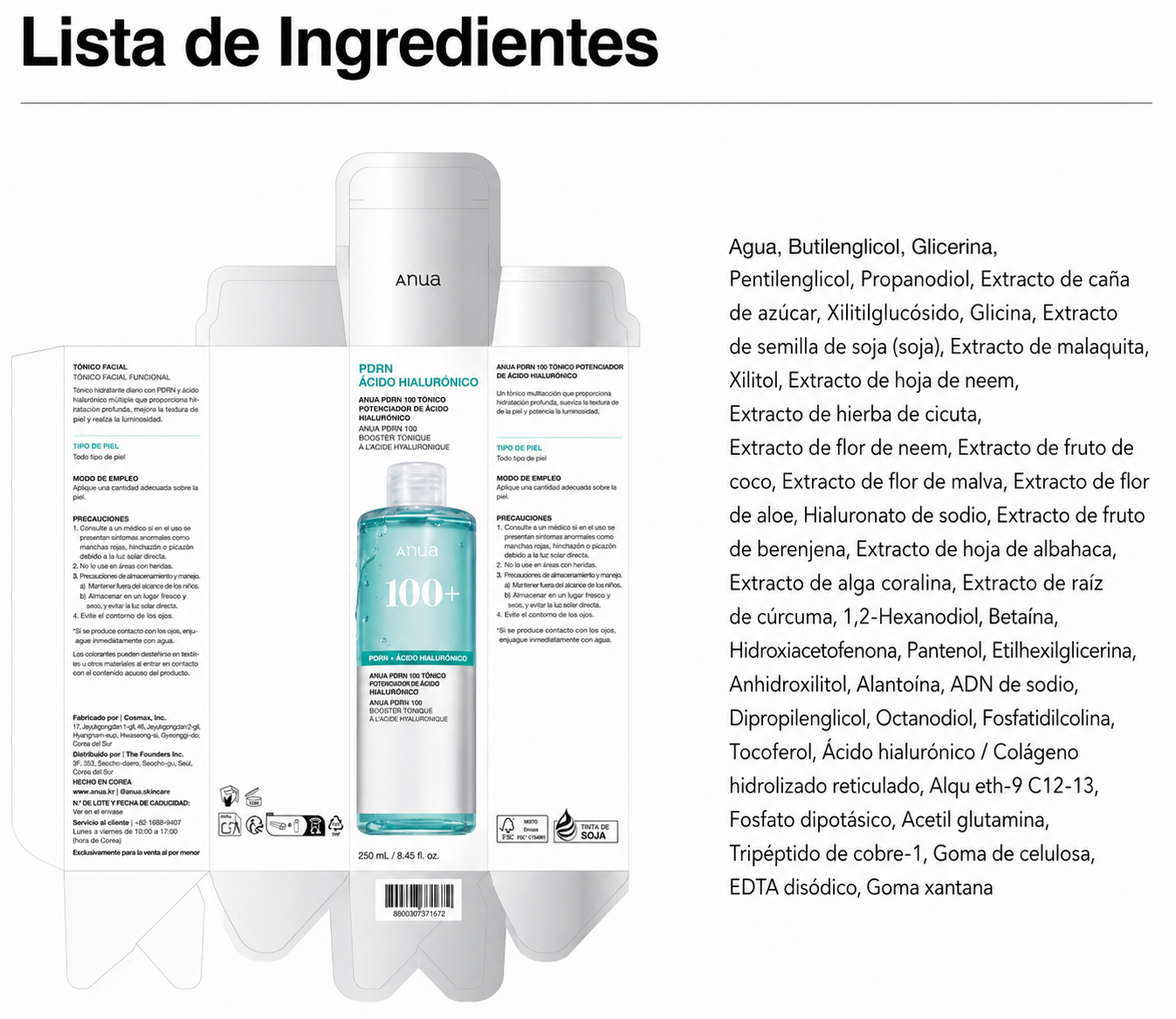 Anua - PDRN 100 Hyaluronic Acid Booster Toner, 250ml