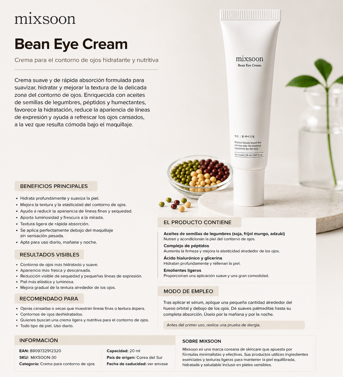 Mixsoon - Bean Eye Cream - 20ml