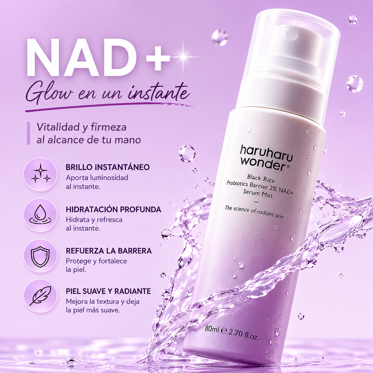 Haruharu Wonder – Bruma Facial con Probióticos de Arroz Negro y 2% NAD+