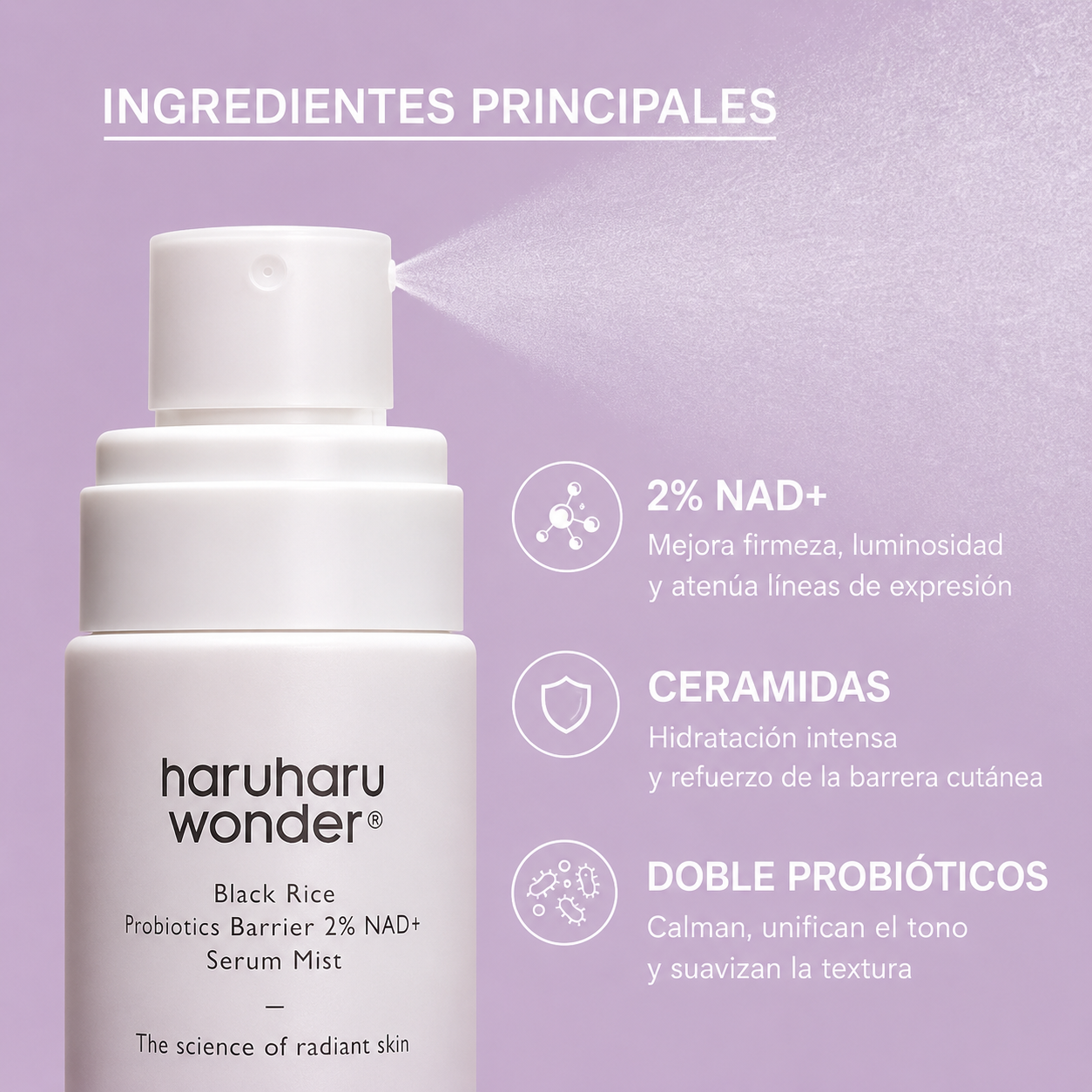 Haruharu Wonder – Bruma Facial con Probióticos de Arroz Negro y 2% NAD+