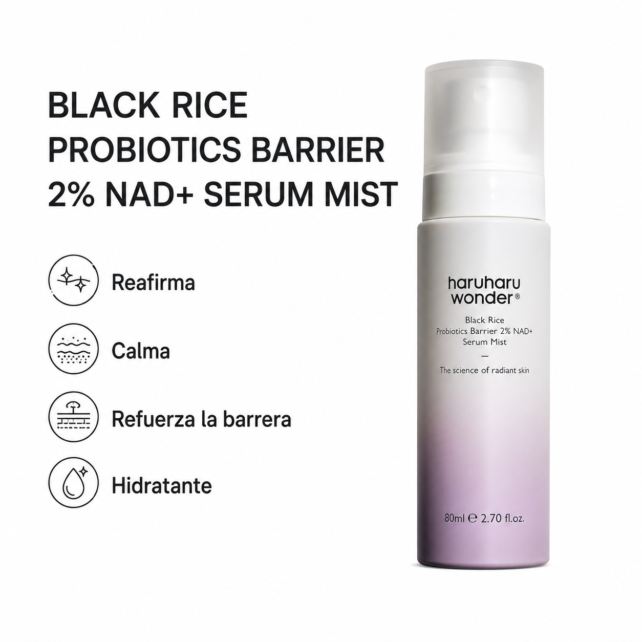 Haruharu Wonder – Bruma Facial con Probióticos de Arroz Negro y 2% NAD+