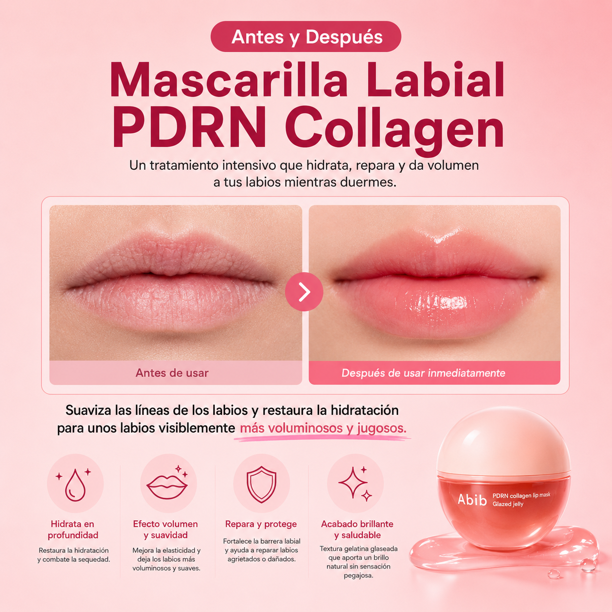 Abib – Mascarilla Labial de Colágeno y PDRN Glazed Jelly