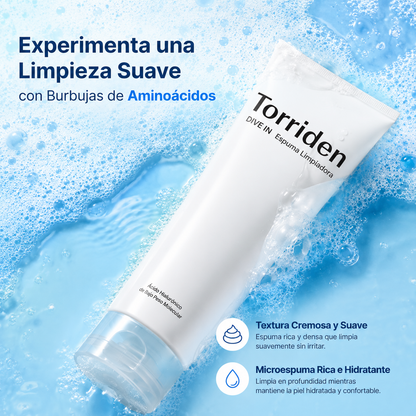 Torriden DIVE-IN Espuma Limpiadora con Ácido Hialurónico de Bajo Peso Molecular